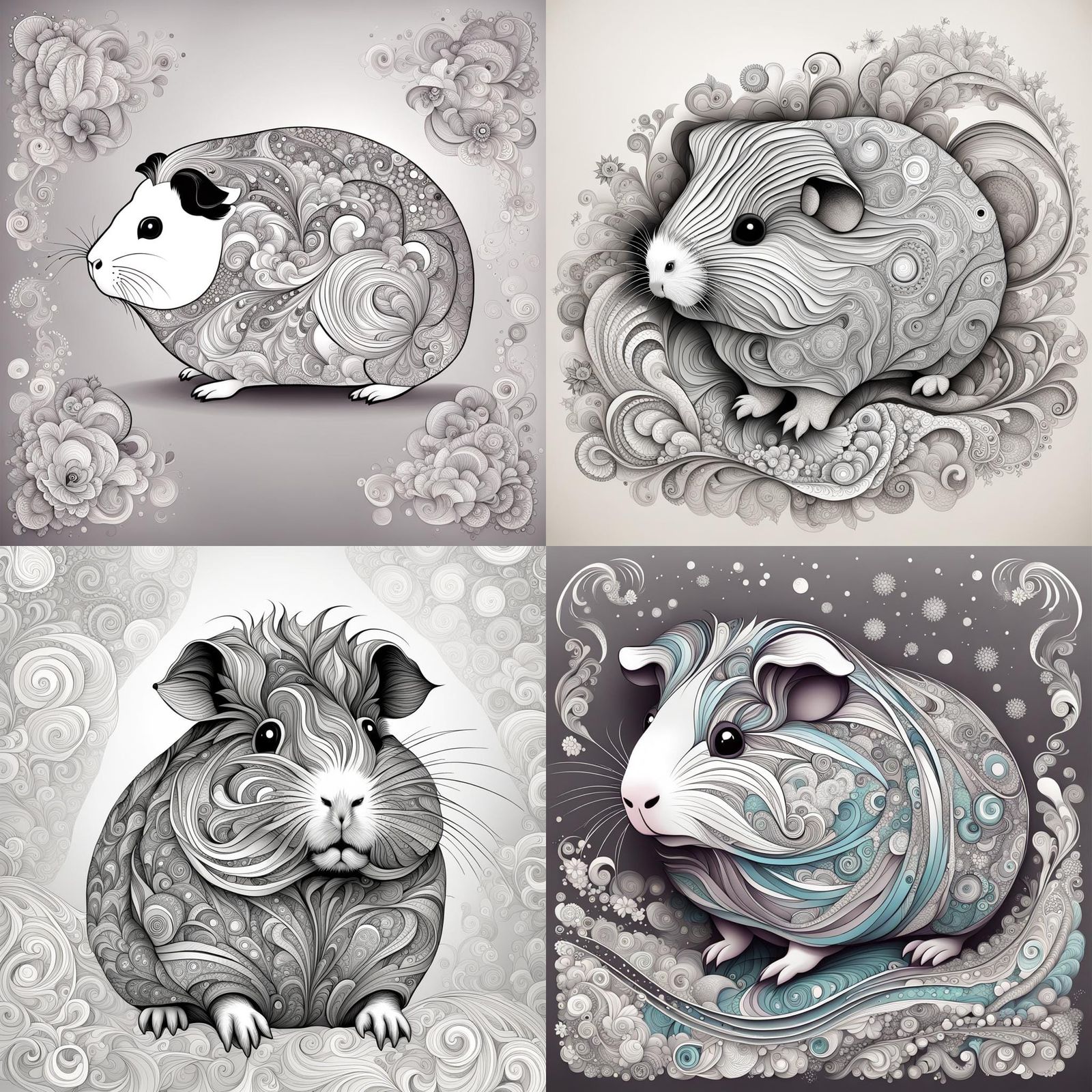 Fairytale Guinea Pig with Abstract Fractal Design