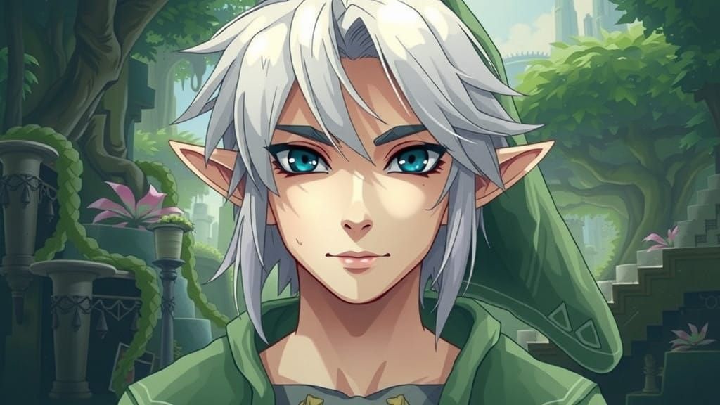 Mysterious Link in Lush Hyrule Landscape