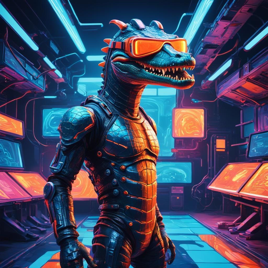 Croc Operator in Surrealist Fauvist Art