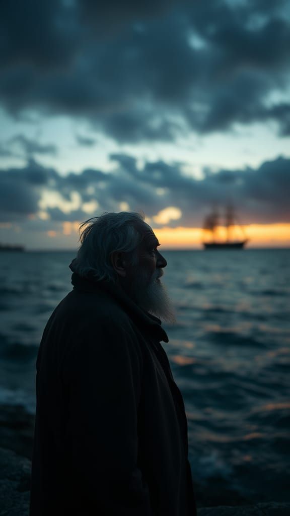 Old Man Gazing at the Sea Horizon