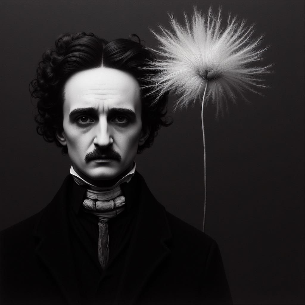 Minimalist Charcoal Portrait of Edgar Allan Poe