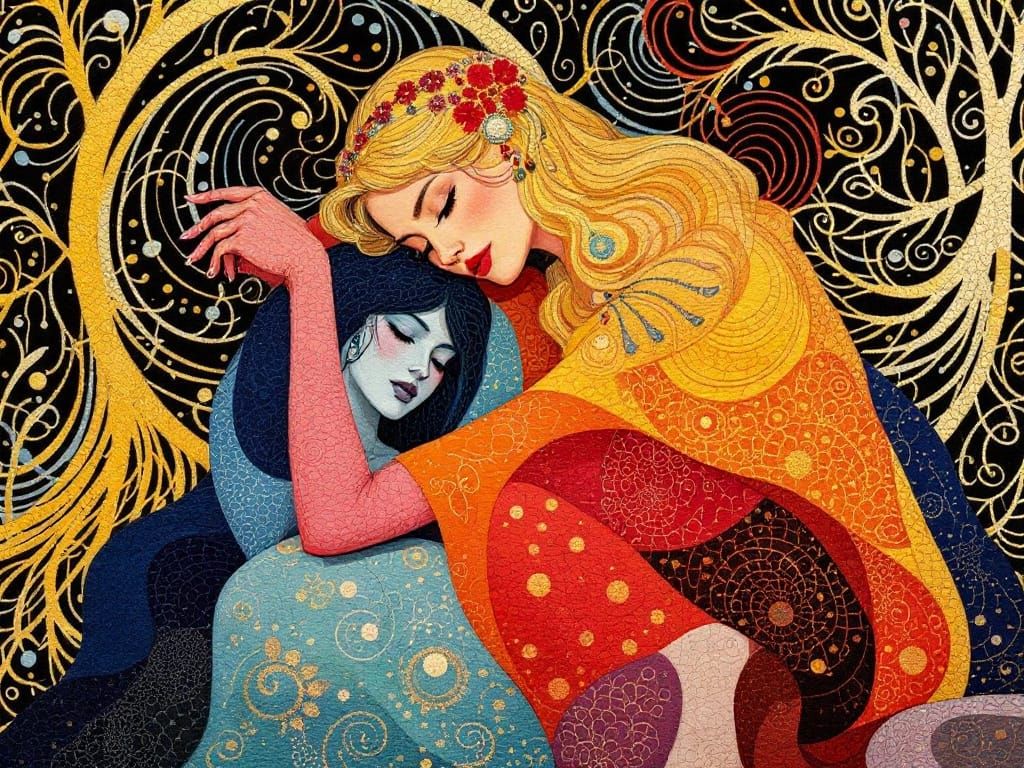 Balance in Vibrant Colors—Sun, Moon, and Night Unite in Harm...