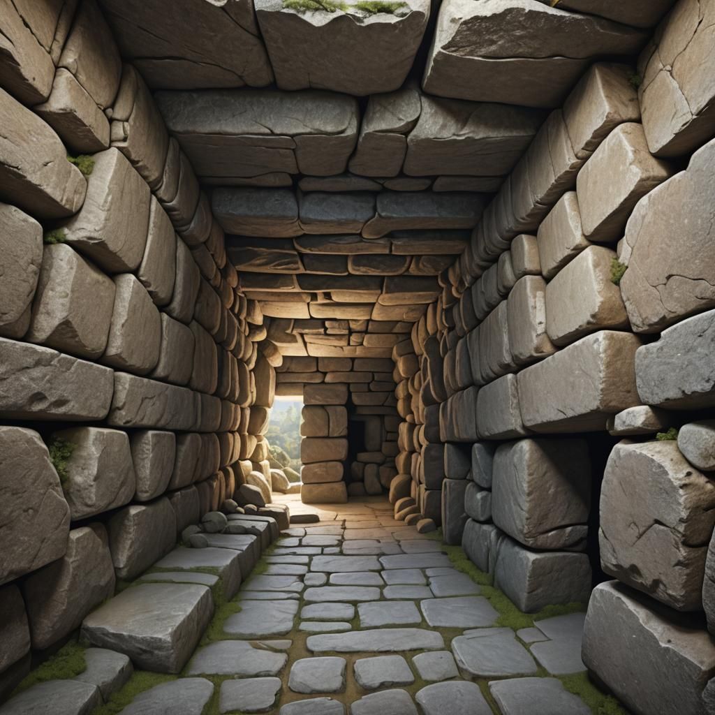 Megalithic Chamber with Passages in Photorealistic Style