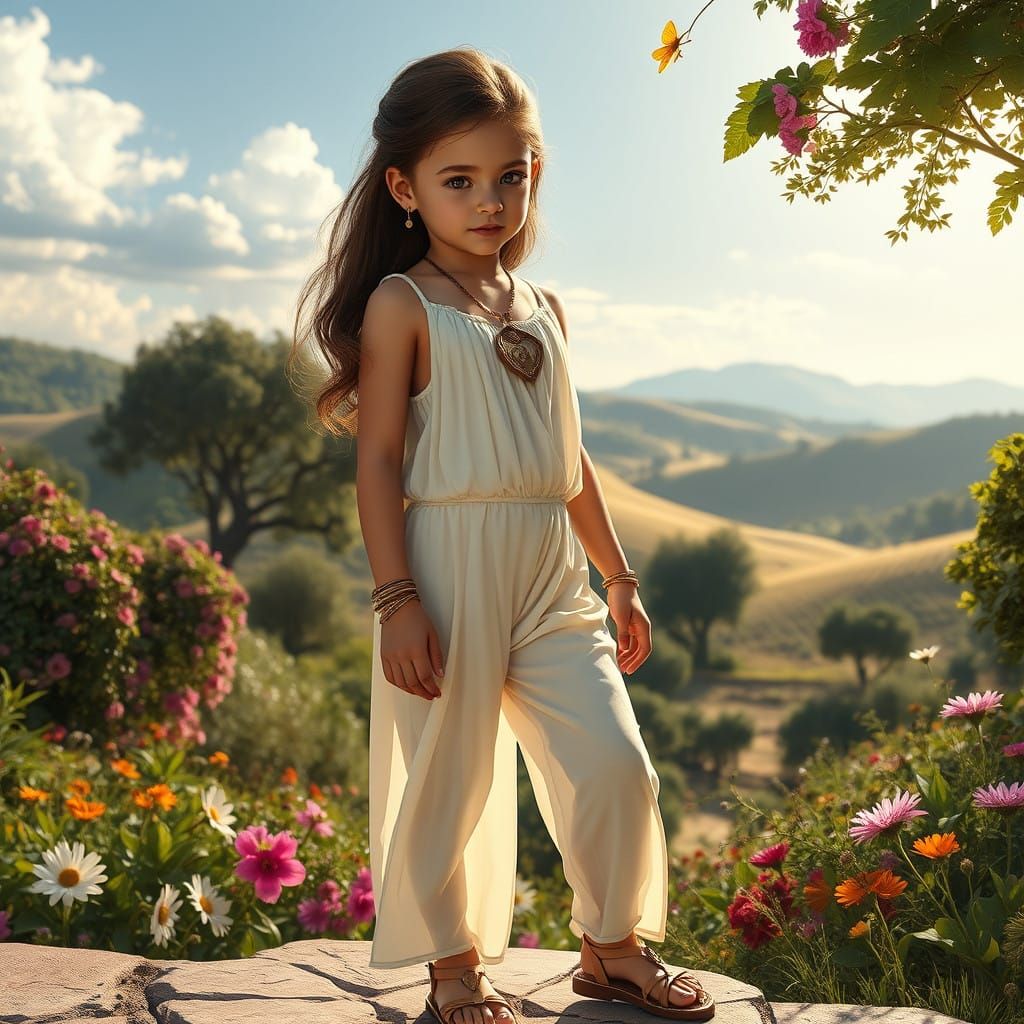 Ethereal Goddess in Ivory Hues and Whimsical Garden