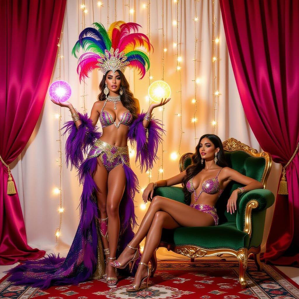 Brazilian Women Celebrate Carnival in Luxurious Lounge