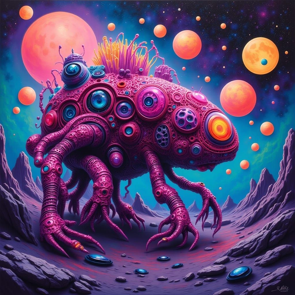 Breathtaking Sci-Fi Alien Being in Oil Slick Chrome