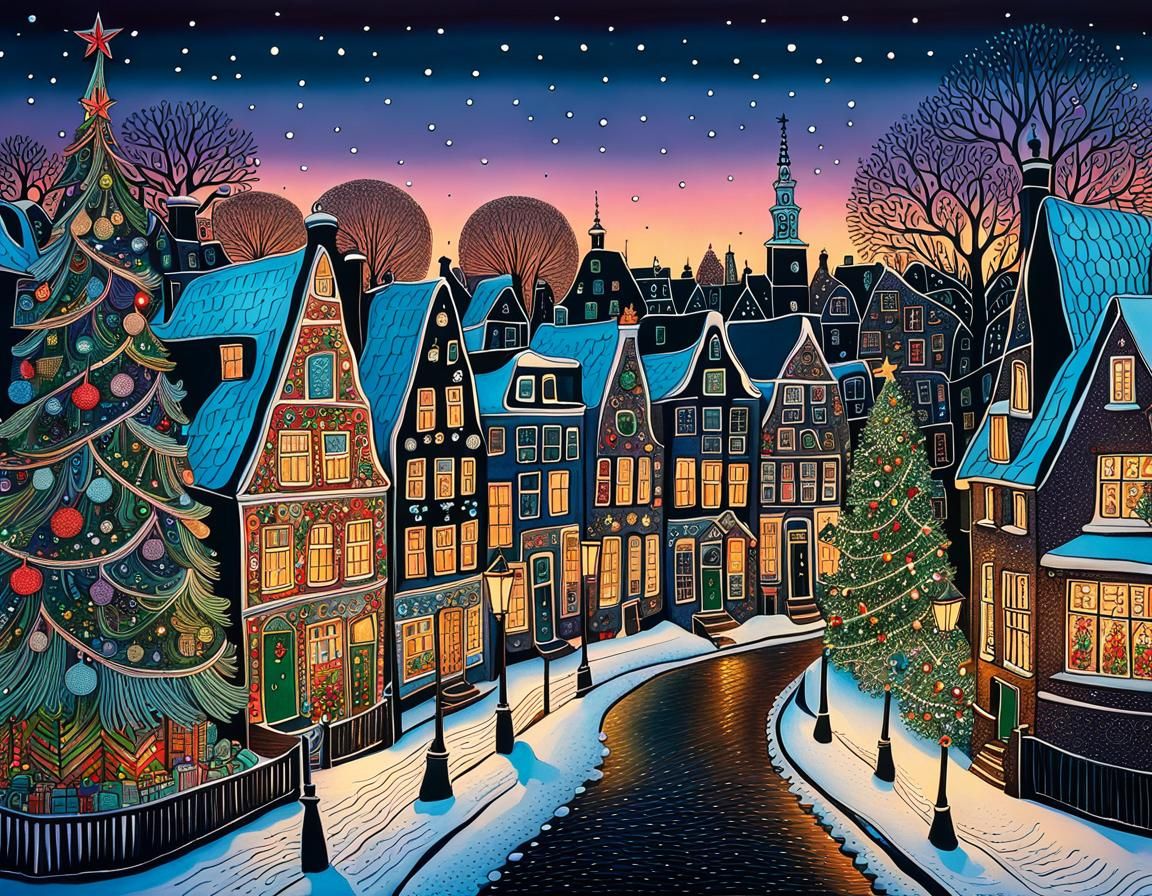 Whimsical Christmas in Amsterdam at Dusk