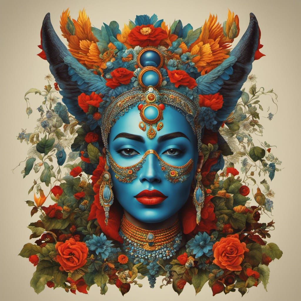 Frida Kahlo Inspired Skull and Quetzalcoatl Art