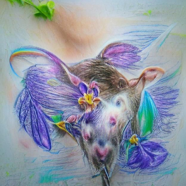 Rat with Fairy Wings: Hyperrealistic Iridescent Painting