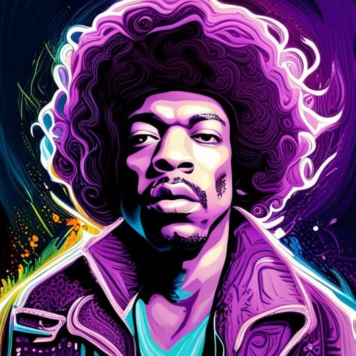 Jimi Hendrix Purple Haze: Hyperrealistic Splash Art