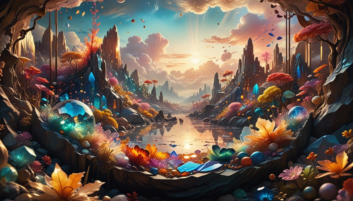 Vibrant Stained Glass Planet in a Kaleidoscopic Dreamscape