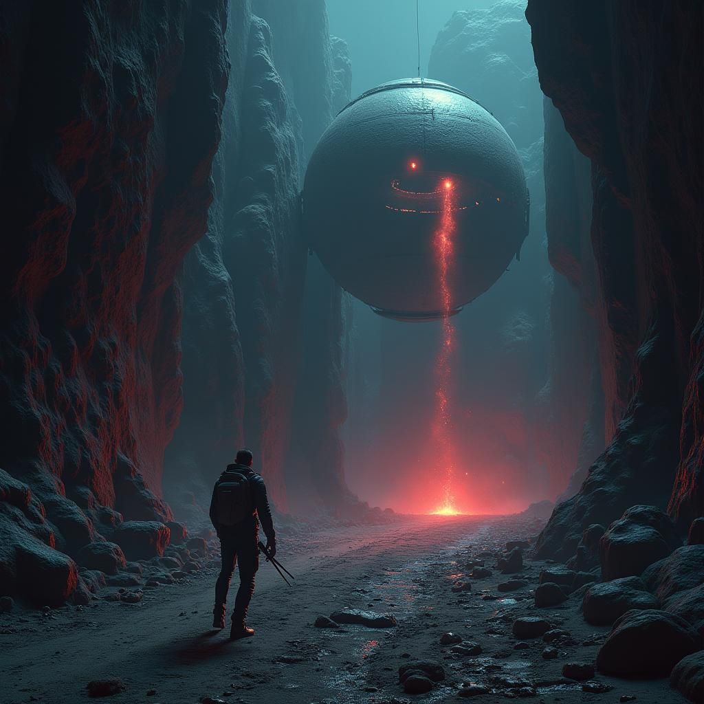 Epic Sci-Fi Space Scene in Dark Fantasy Style