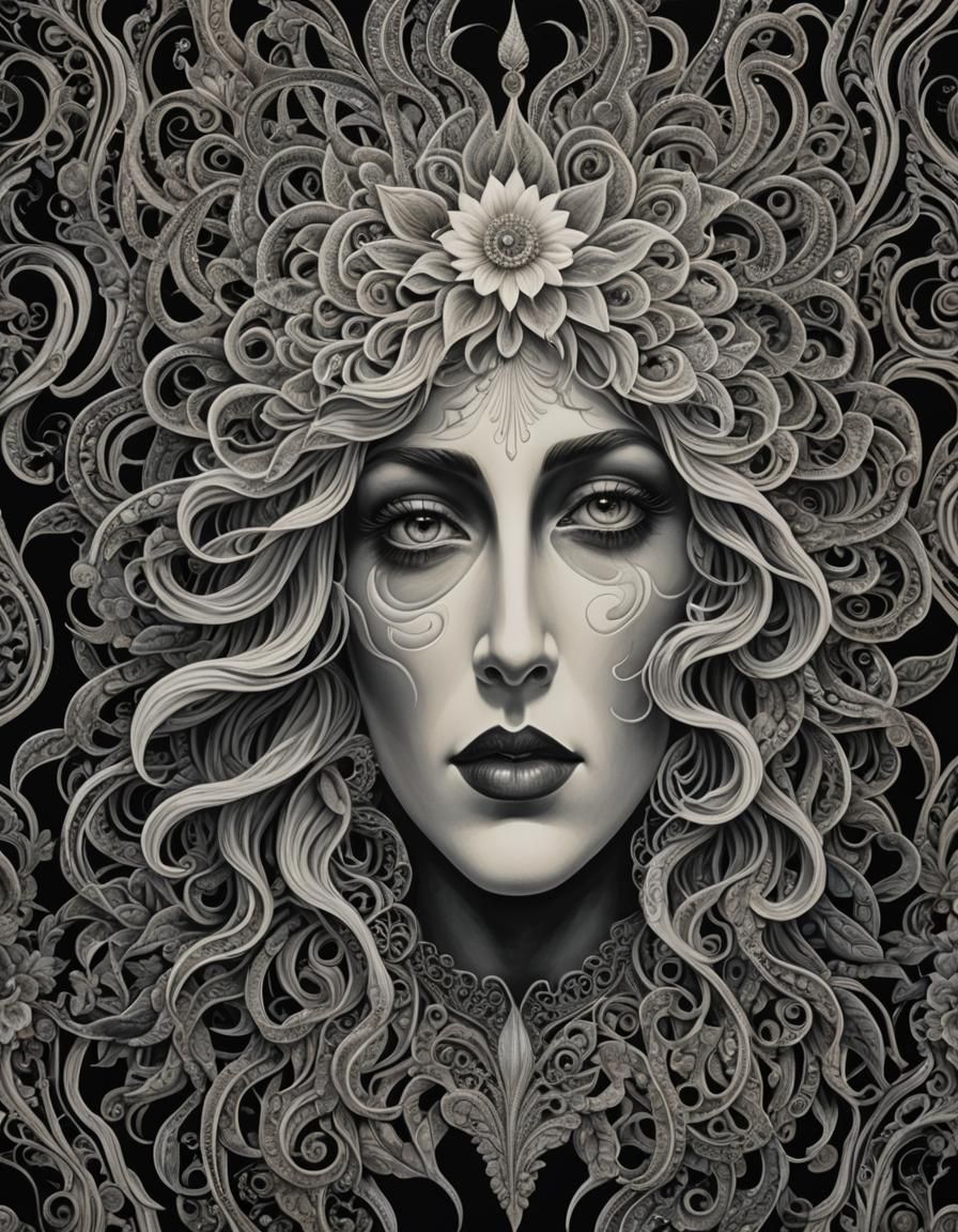 Repeating Face Textile Pattern in Feminist Art Style