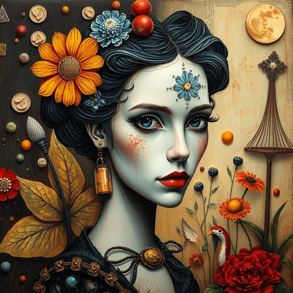 Ethereal Surrealist Goddess in Organic Bloom