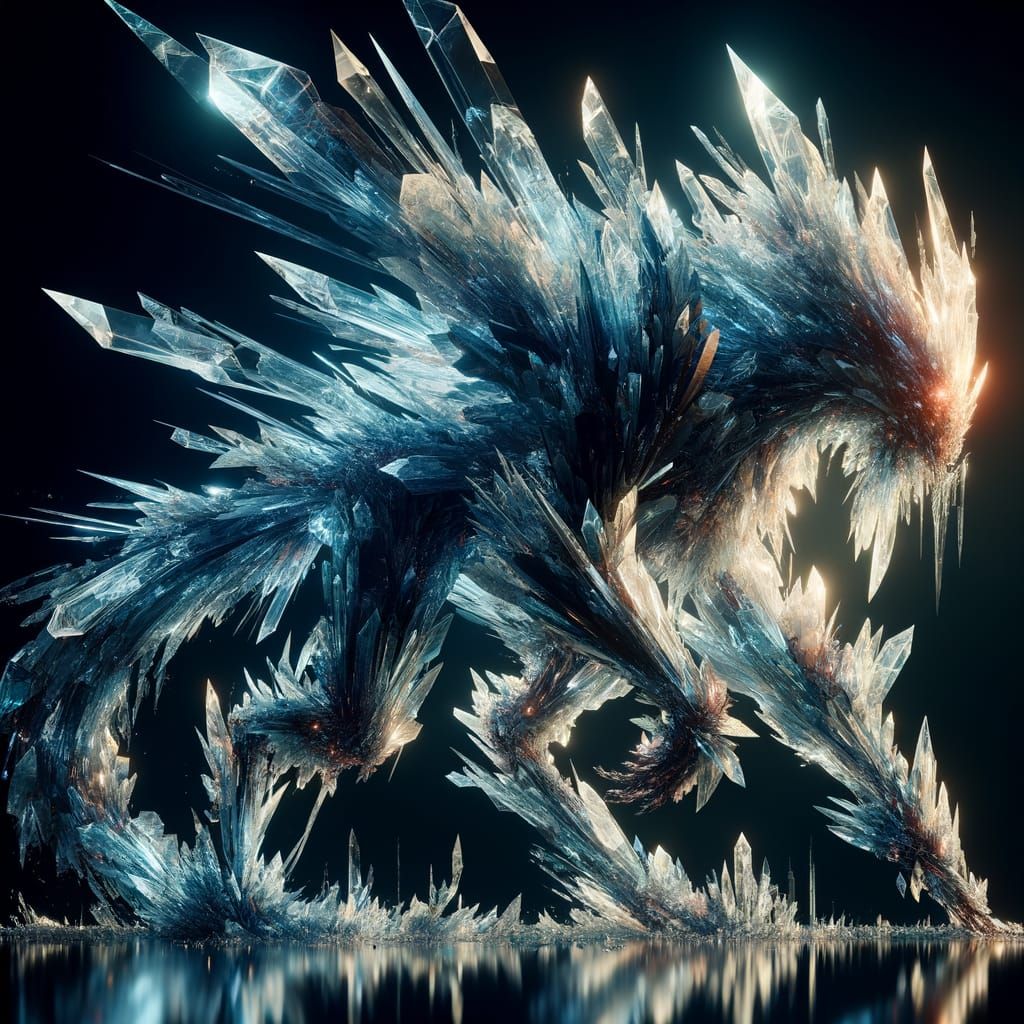 Glass Crystal Revenant Elegantly Prowls Epic Fantasy Landsca...