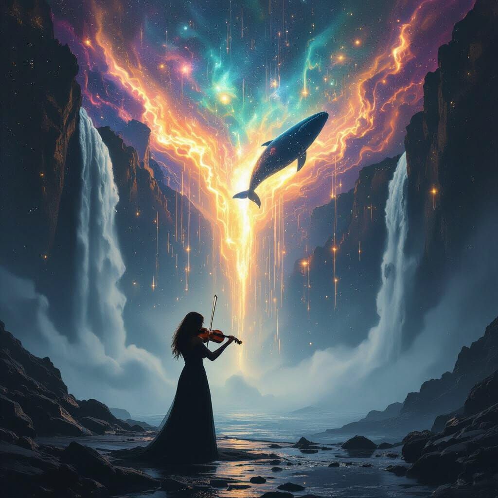 Cosmic Violinist's Galactic Symphony