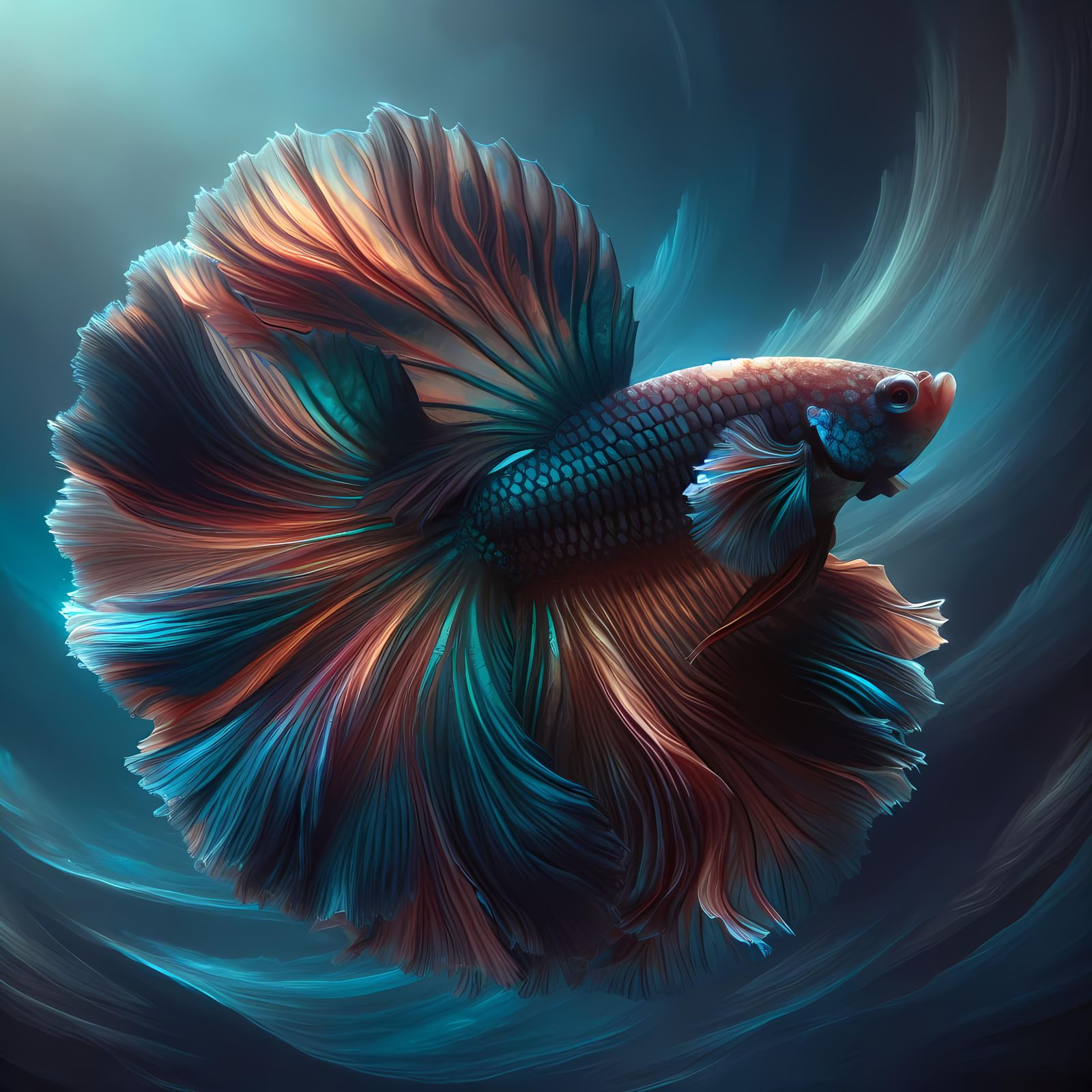 Elegant Betta Fish in a Cinematic Film Still