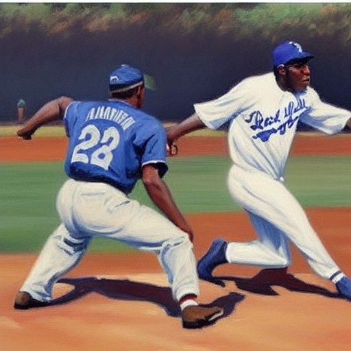 Jackie Robinson Slide: Oil Painting by Gurney