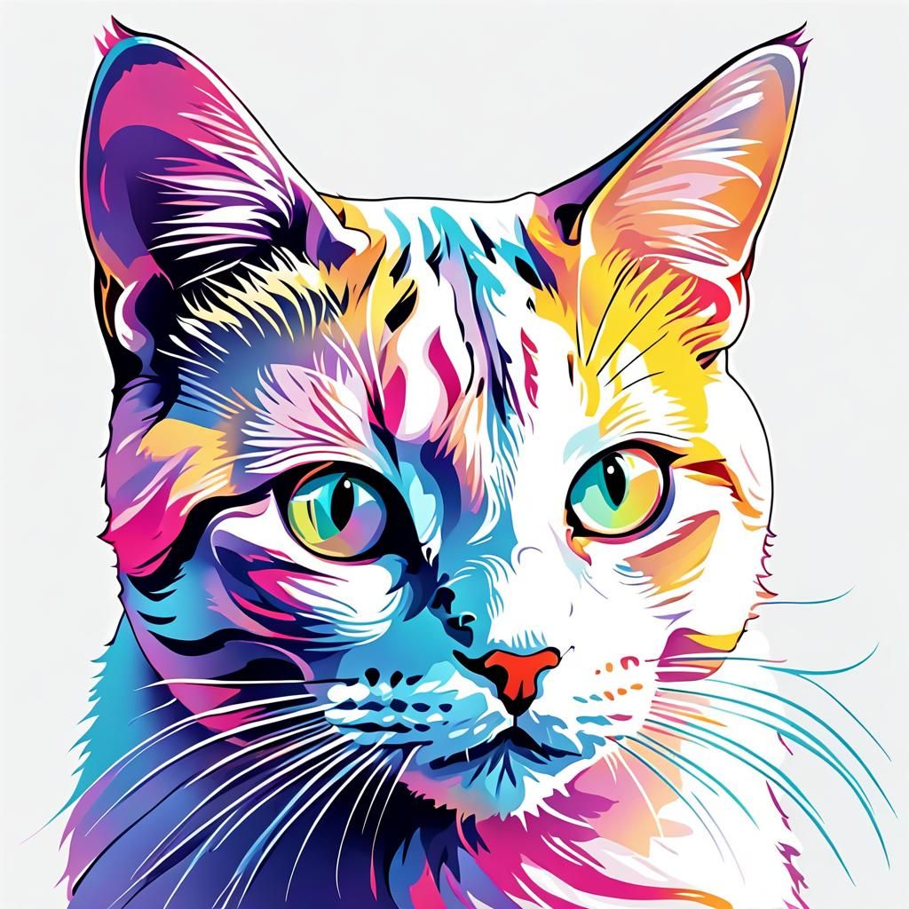 Pastel Cat Vector Art Illustration