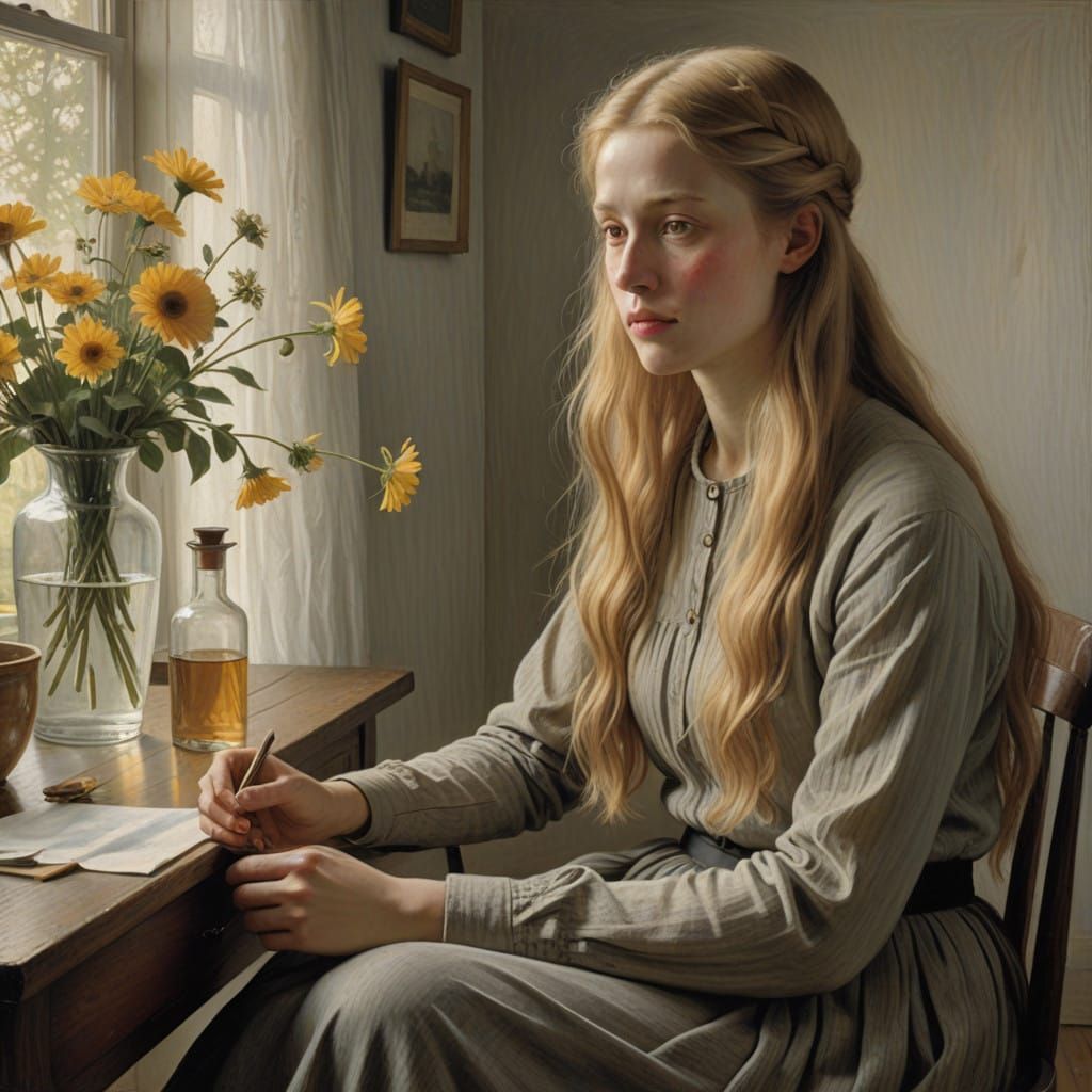 Serene Mother-Daughter Moment in Cozy Home Setting