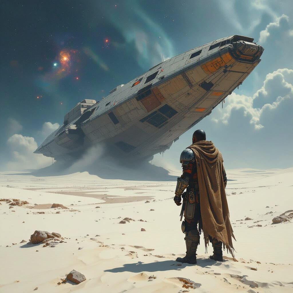 Cybernetic Viking Warrior on Alien Planet