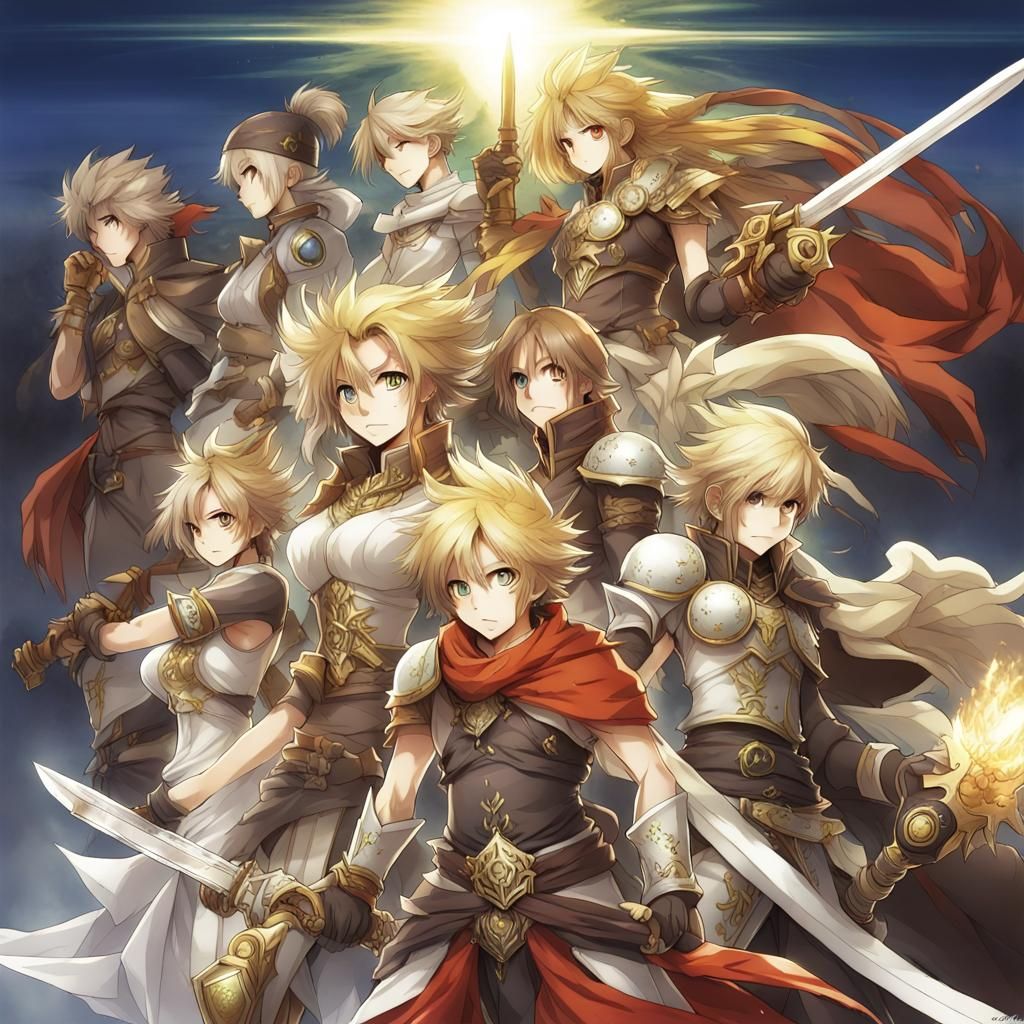 Anime Warriors of Light in Japanese Manga Style