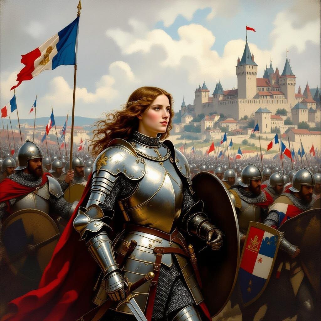 Joan of Arc Leads Troops in Renaissance Style