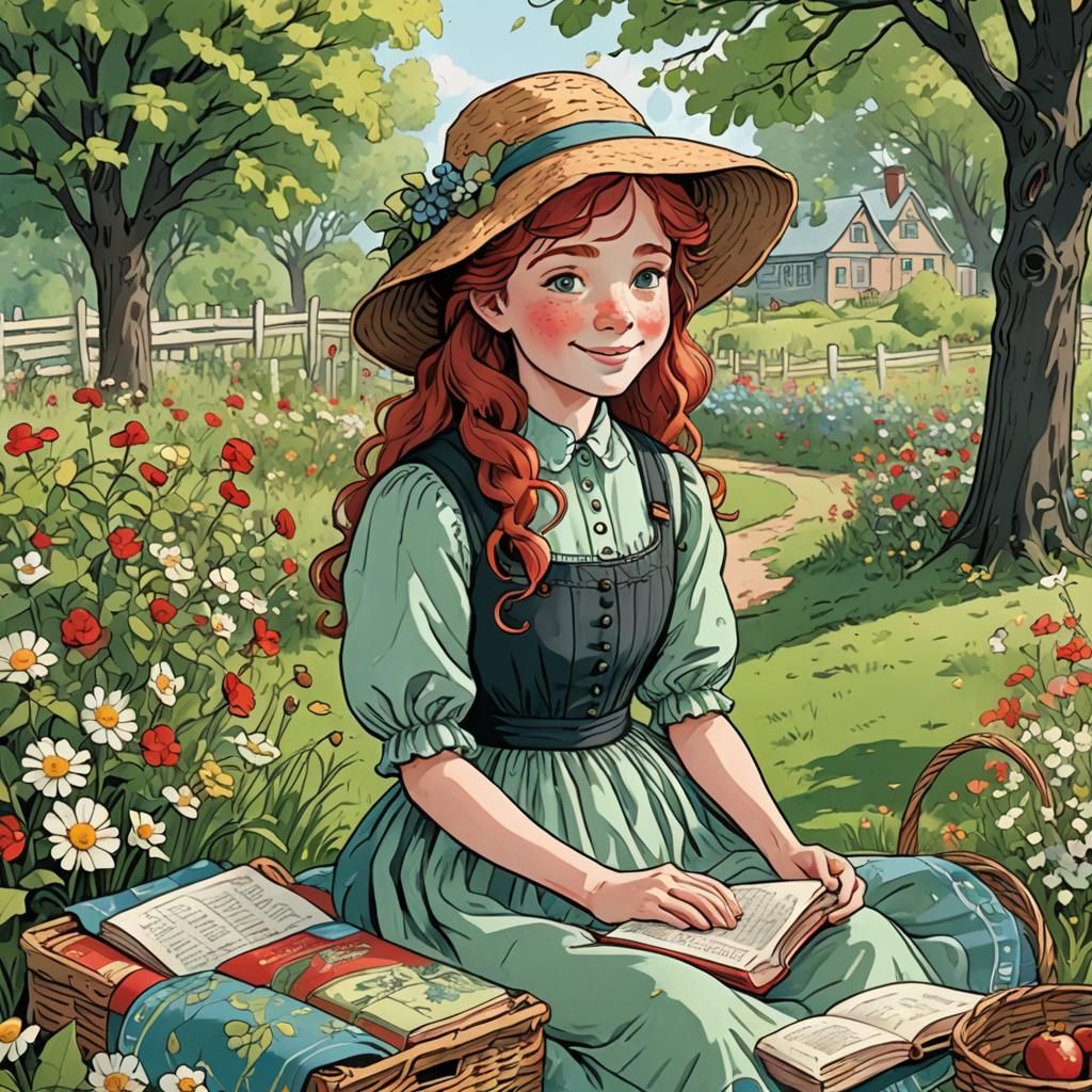 Anne of Green Gables: Storybook Illustration with Freckles