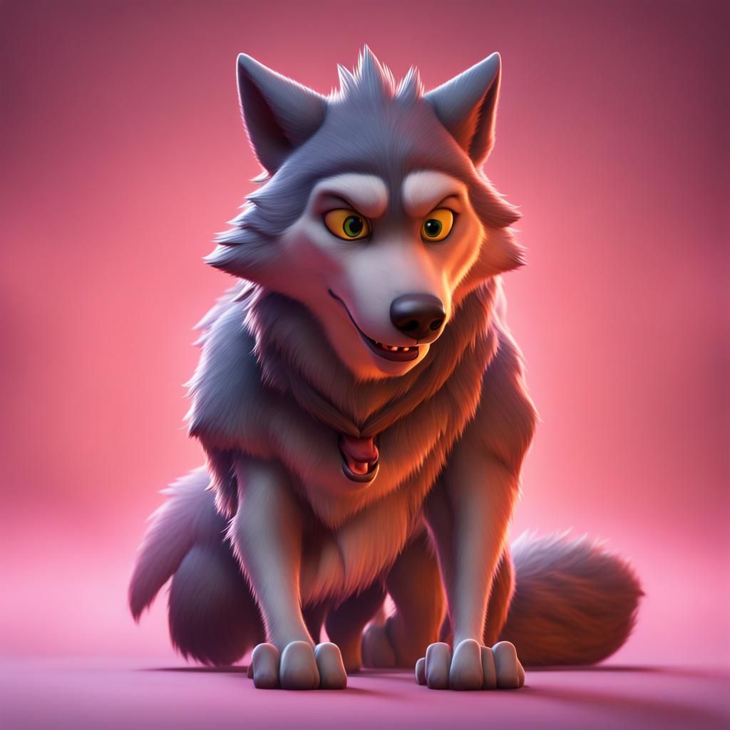 Stylized 3D Wolf: Pixar-Inspired Digital Art