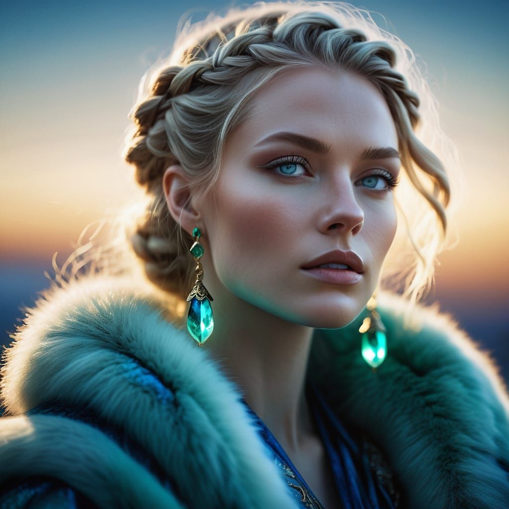 Portrait of a Gorgeous Norse Goddess in Ethereal Lighting