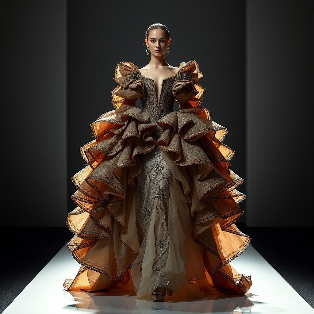 Dramatic Haute Couture Fashion on Minimalist Catwalk