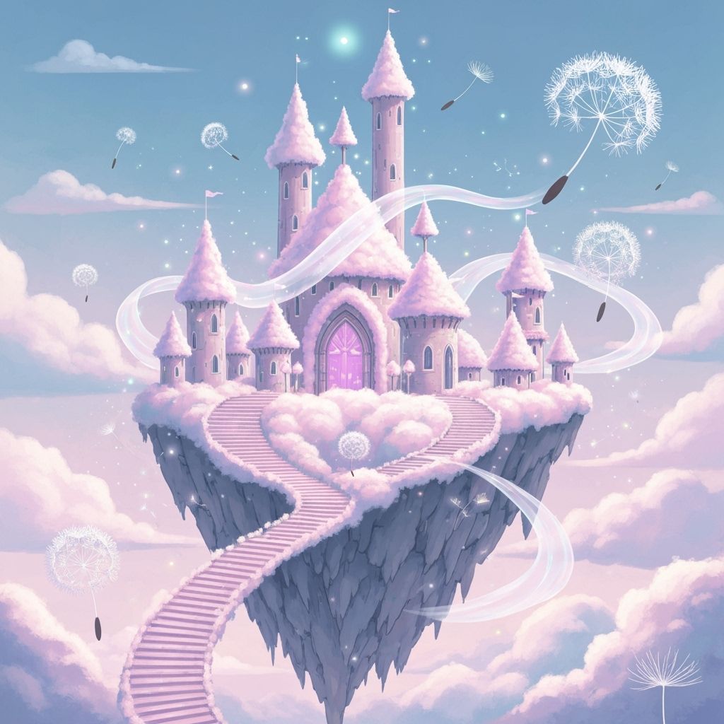 Enchanted Cloud Castle with Dandelion and Veil