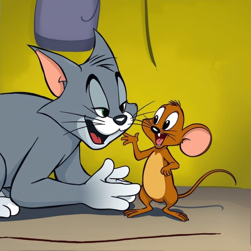 Whimsical Cartoon Duo in Colorful Chaos