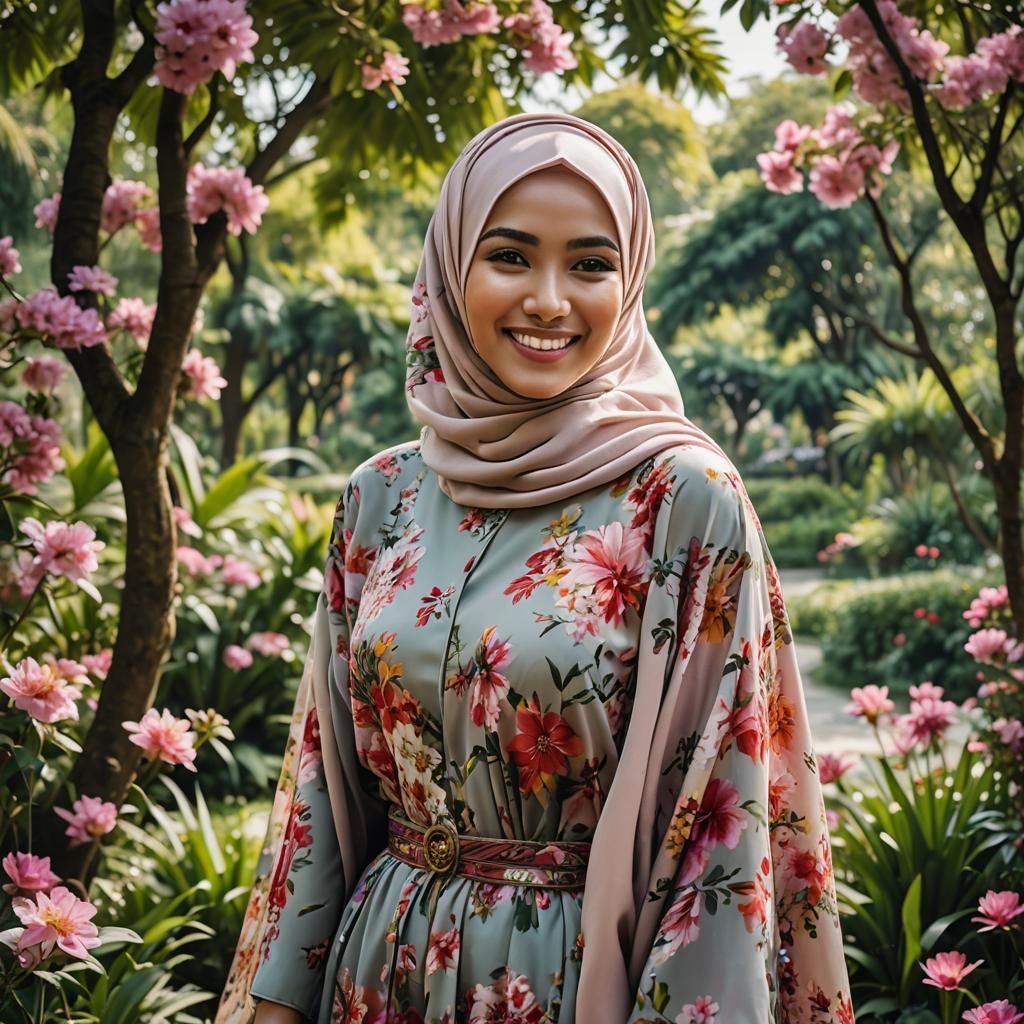 Smiling Woman in Kaftan Portrait with Soft Lighting