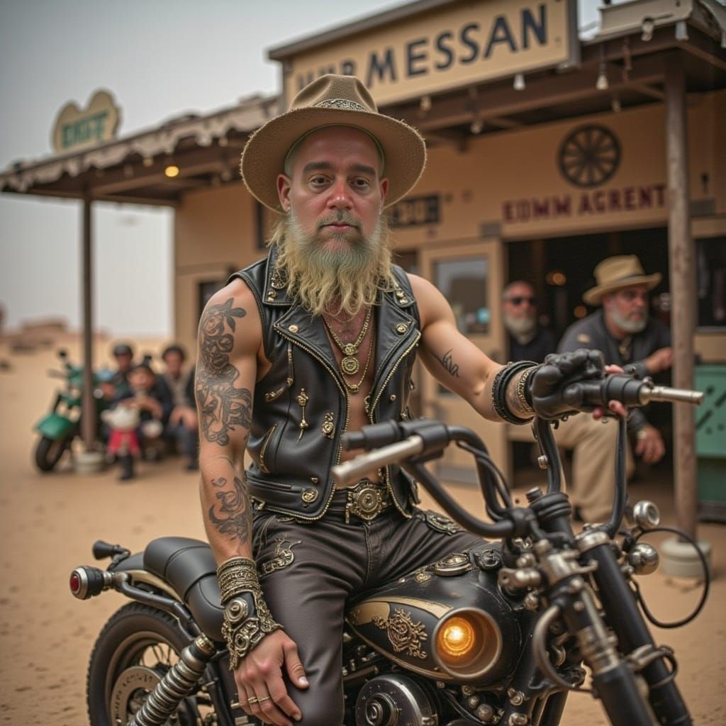 Biker in the Desert Wasteland