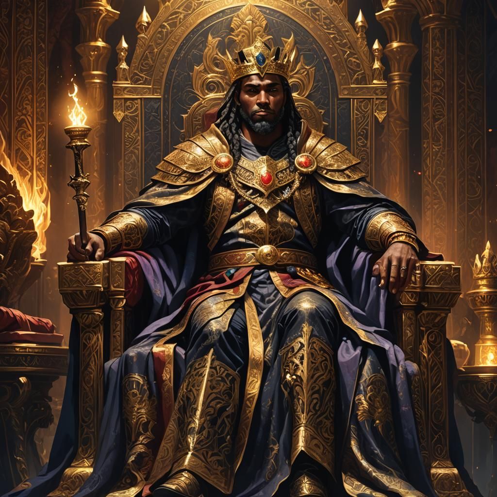 King Darius on Throne: Fantasy Art Concept