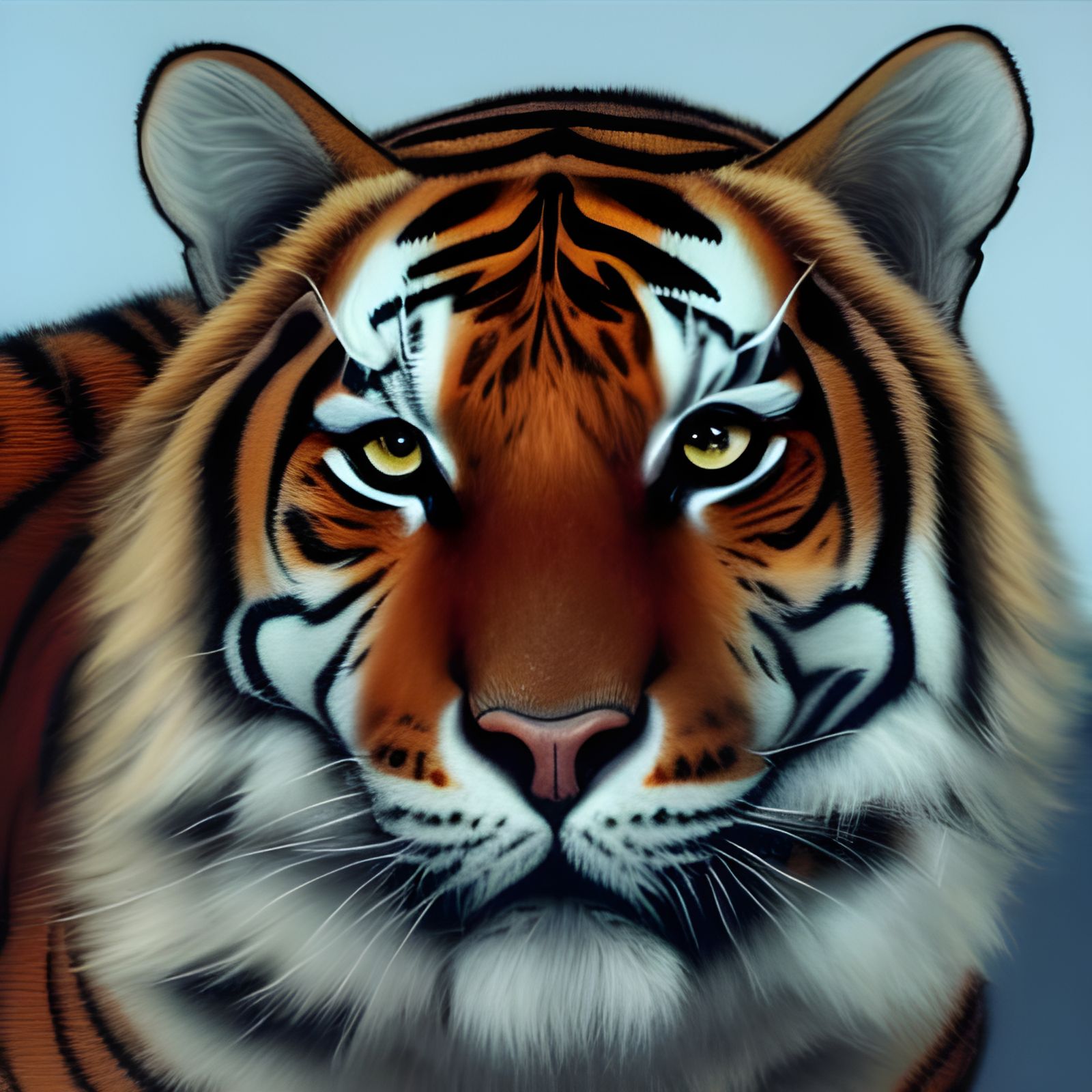 Hyperdetailed Tiger Portrait with Dynamic Lighting