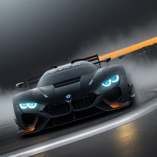 Futuristic BMW Le Mans Car on Misty Track