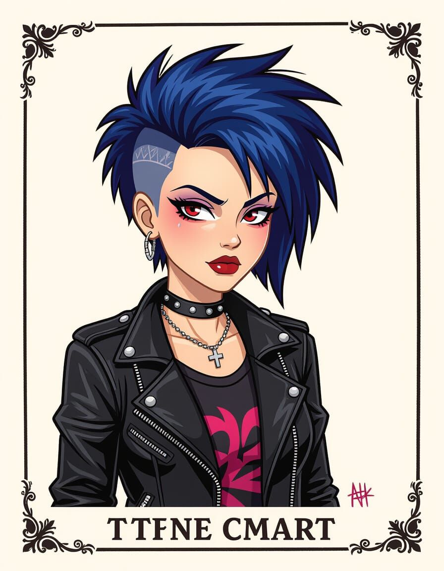 Stylized Clipart of a Punk Woman with Attitude