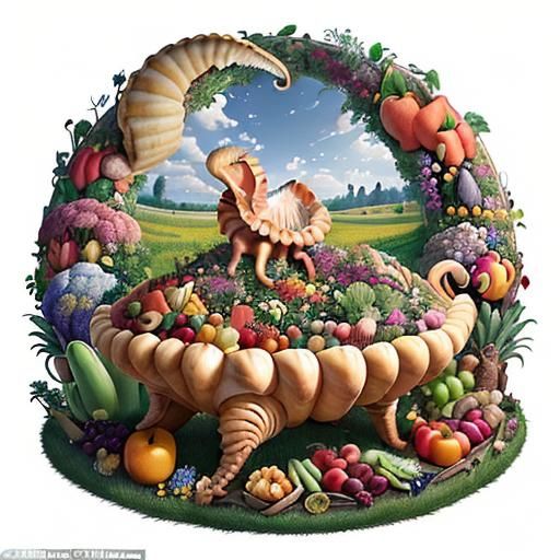 Abundant Nautilus Cornucopia in Sunlit Meadow