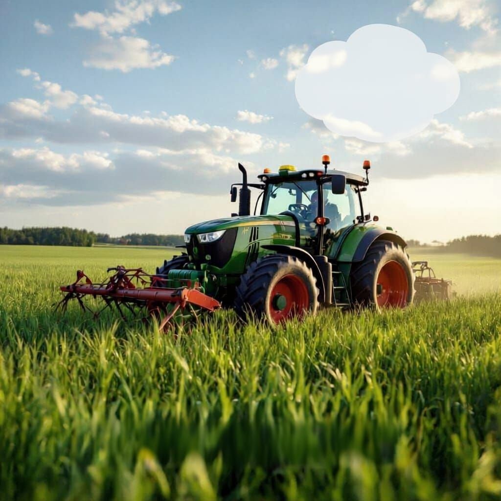 Tractor Applying Urea on Grass Field with N2O Emissions