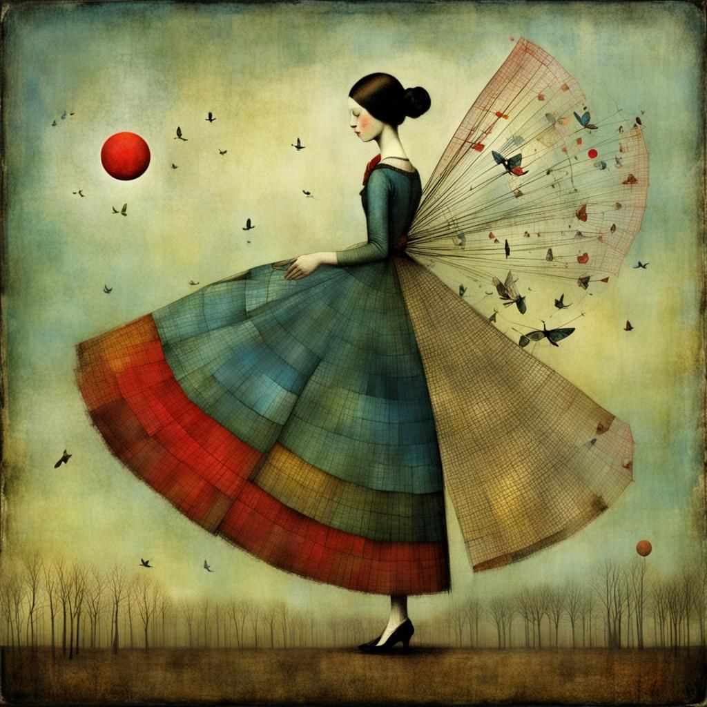 A Futuristic Cityscape in the Style of Paul Klee and Catrin ...