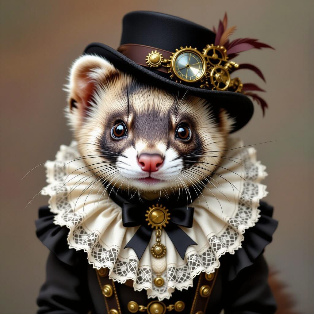 Steampunk Ferret in Victorian Lace