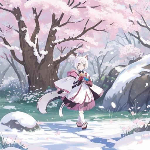 Anime Manga Girl with Snow Leopard Features