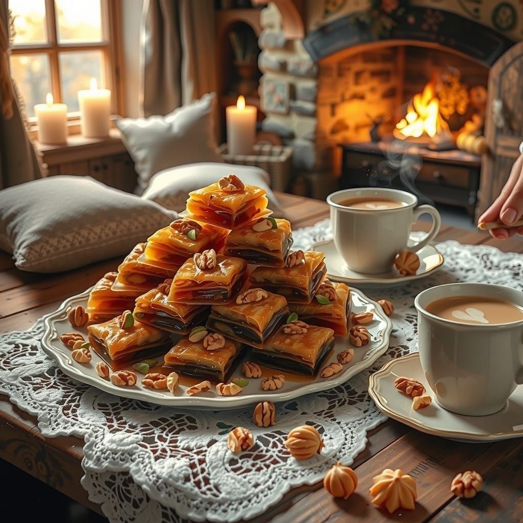 Delicious Baklava in Cozy Cottagecore Setting