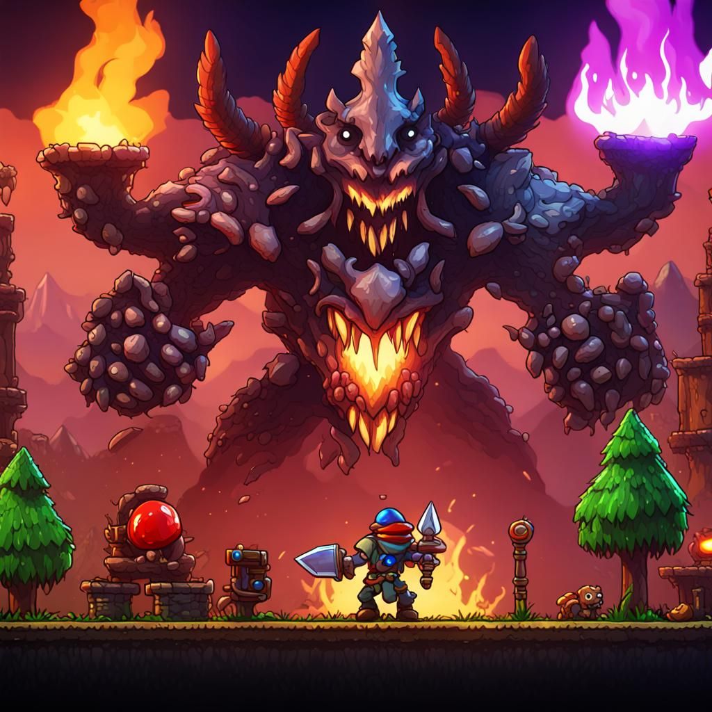 Terraria Boss Fight in 3D Cinematic Style