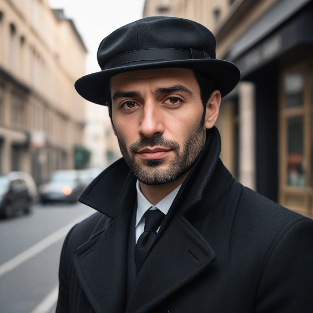 Elegant Gentleman in Black Attire: A Portrait of Sophisticat...