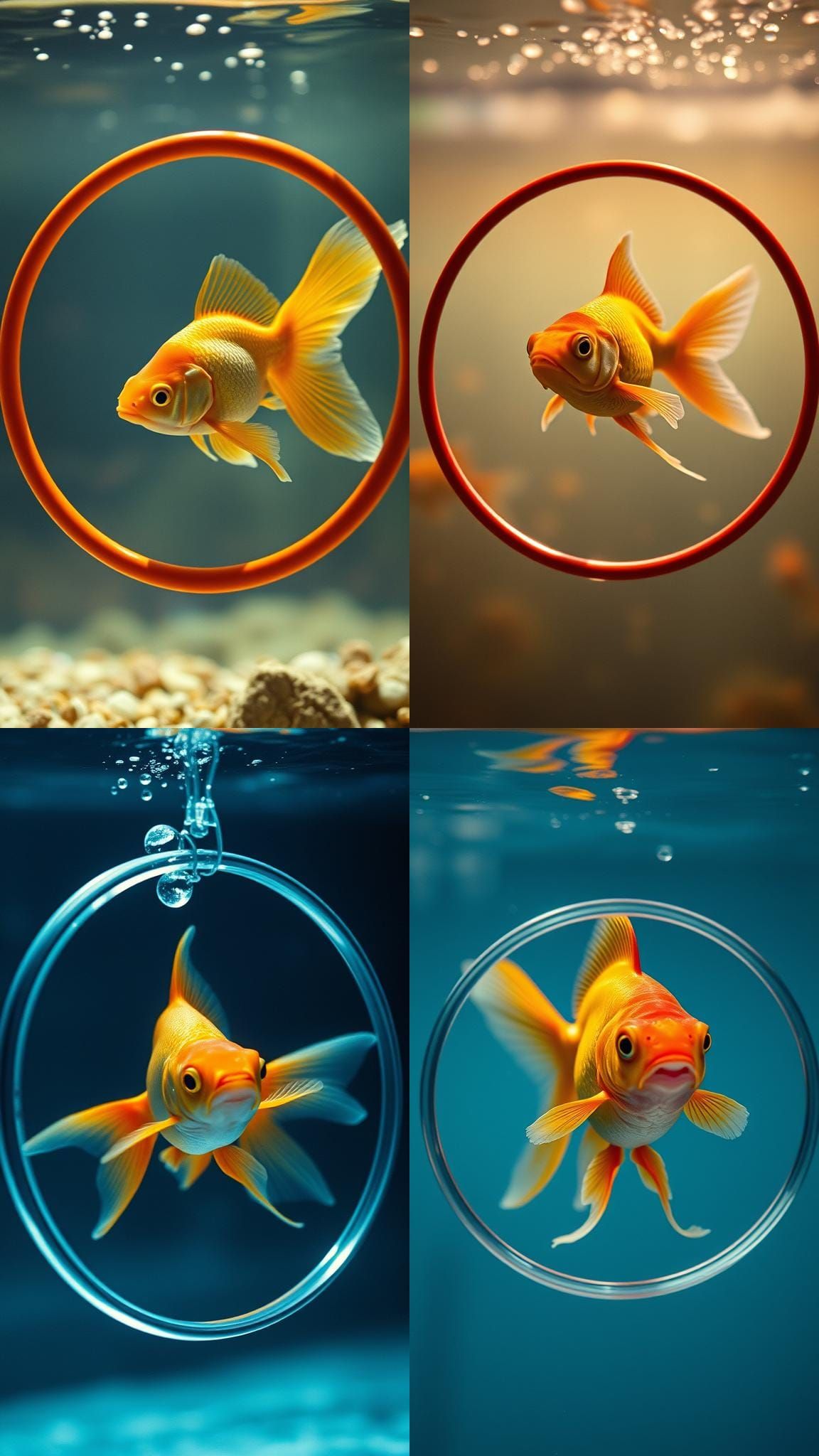 Cinematic Goldfish Performing Aquatic Trick
