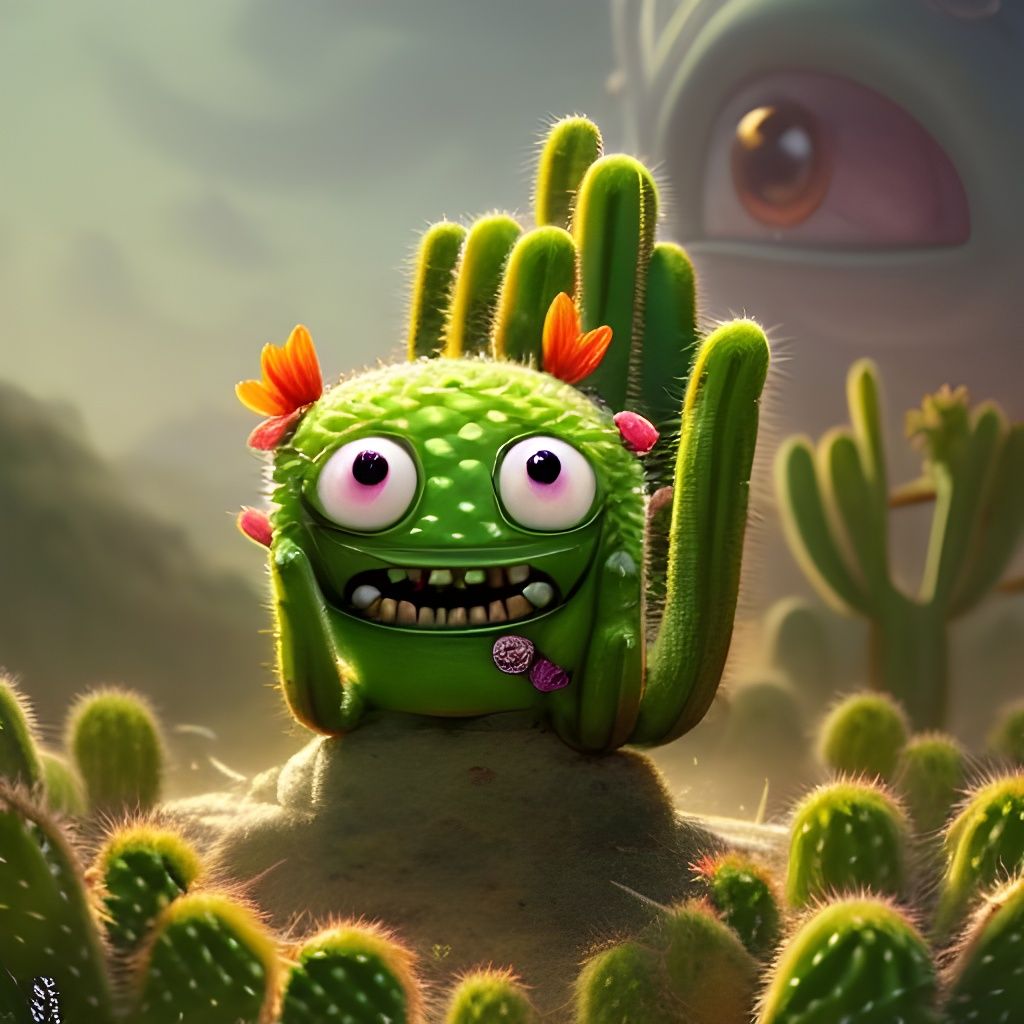 Adorable Cactus Character Art in Comic Style