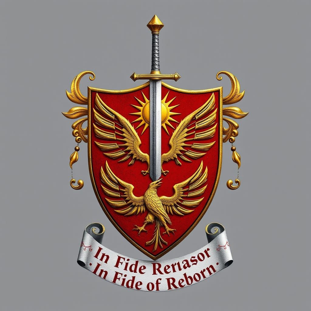 Ornate Coat of Arms with Phoenix and Eagles